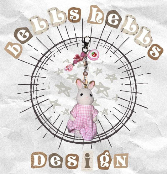 Strawberry Milkshake Bunny Keyring