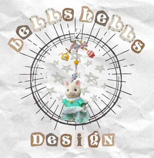 Cotton candy kitty keyring